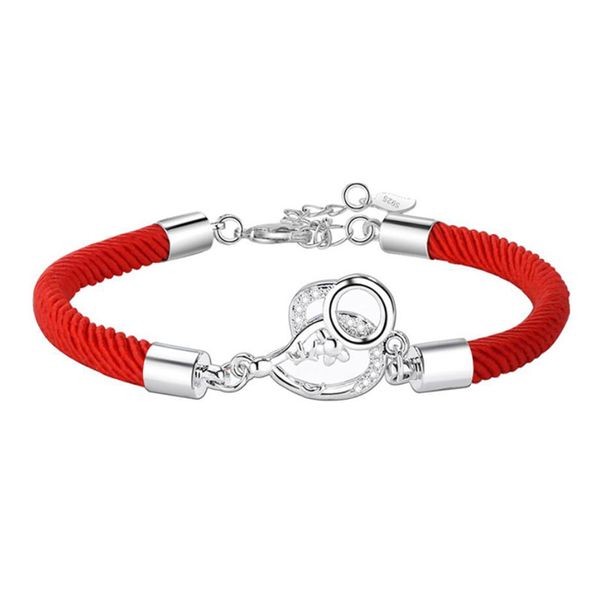

kofsac 2020 trendy 925 sterling silver bracelets for lady birthday jewelry cute animal rats red rope bangle girl new year gifts, Golden;silver