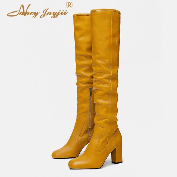 Winter Womens Shoes Cowgirl Boots Ladies Knee High Heel Thick