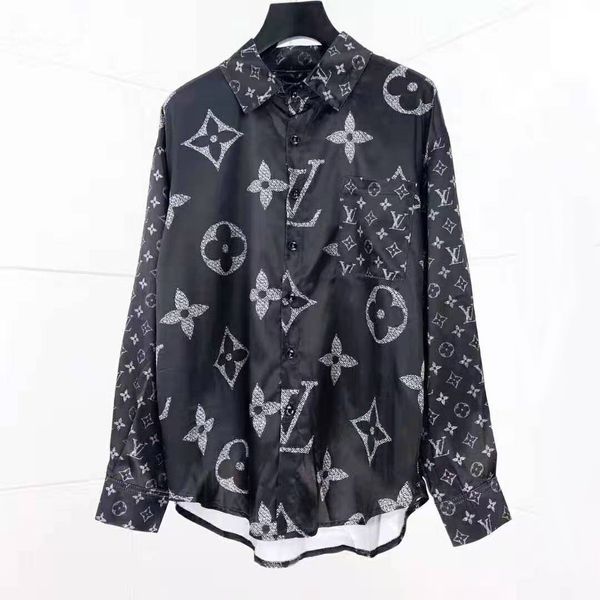 

men's design slim shirt medusa men's 2019ss luxury 3d golden floral shirt long sleeve business casual shirt men y015, White;black