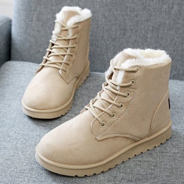 

2018 classic winter boots suede ankle snow boots warm female fashion women shoes new arrival plush insole snow botas ja0002, Black