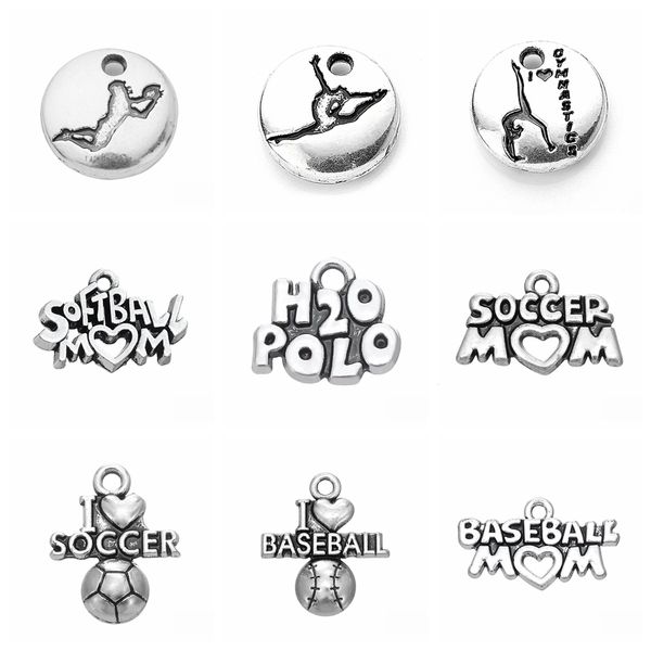 

charms sport mom muscular man skateboard weightlifting antique silver color alloy diy jewelry making accessories 10pcs/lot, Bronze;silver