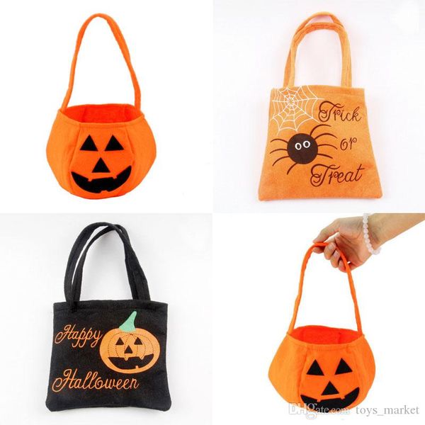 

Halloween pumpkin candy bag trick or treat cute mile ba ket face children gift handhold pouch tote bag non woven pail prop decoration toy