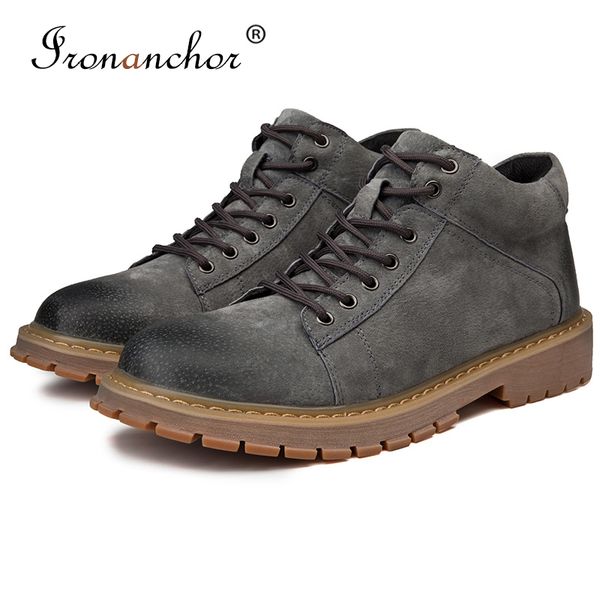 

2019 autumn men ankle boots genuine leather rubber fashion handmade male boots #yy6088, Black
