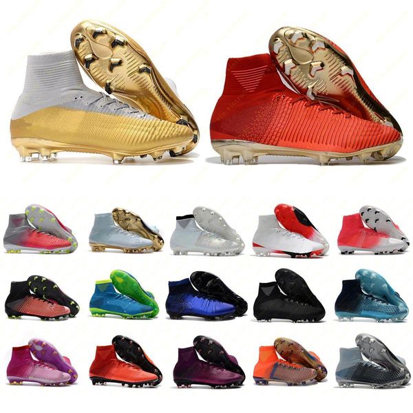 

mens women s white gold soccer cleats mercurial superfly cr7 quinto triunfo fg cr7 soccer shoes original football boots 35-45