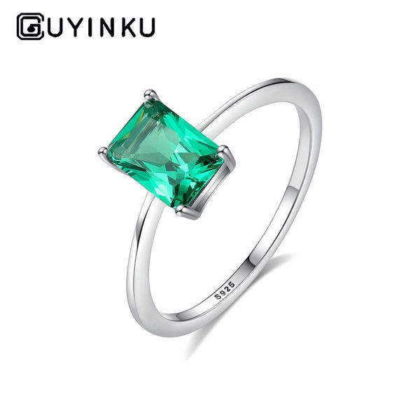 

s925 sterling silver ring female fashion diamond ring green emeral gemstone jewelry for couple gift, Golden;silver