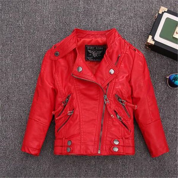 Crianças Zipper PU Jackets Arrefecer Jacket para Vestuário Meninos menina miúdos clássico colar Coats Moda Outono jaqueta de inverno casaco quente Infantil Brasão