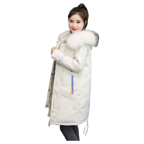 

women oversize fur coat hooded winter down coat thick warm cotton padded jacket wadded parkas big pocket wind breaker sleeves, Black
