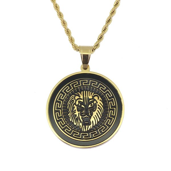 

хип-хоп львиная голова кулон ожерелья для мужчин животных роскошные ожерелье из нержавеющей стали кубинские цепи собака тег ювелирные издели, Silver