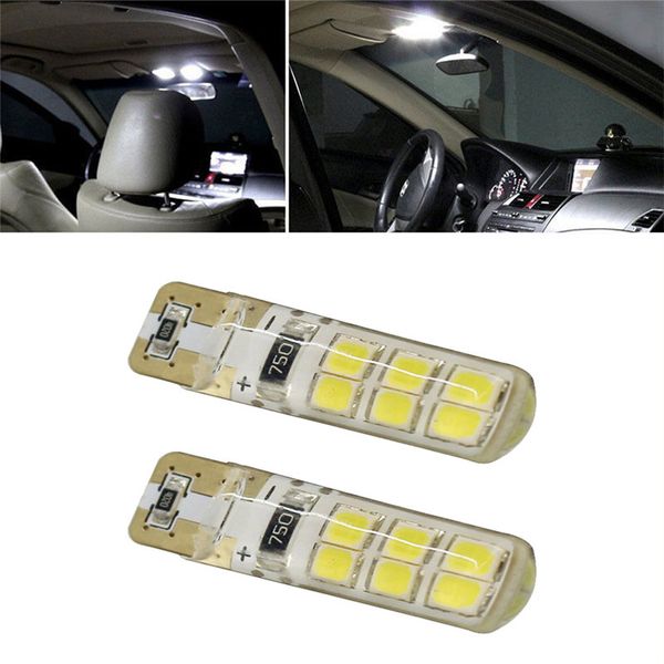 

kongyide car light 10pcs t10 194 w5w cob 2835 smd 12led turn signal light super bright license lamp bulbs 2w white dropship f26