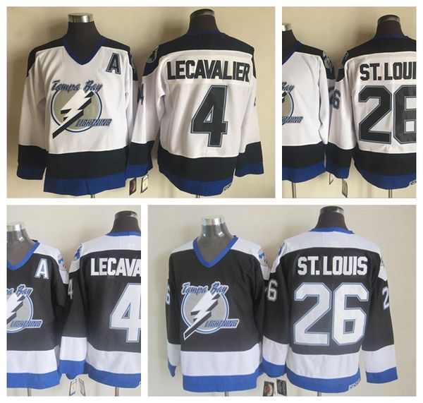 

fashion retro tampa bay lightning jerseys 26 martin st. louis jerseys 4 vincent lecavaliervintage mens stitched throwback hockey jerseys, Black;red