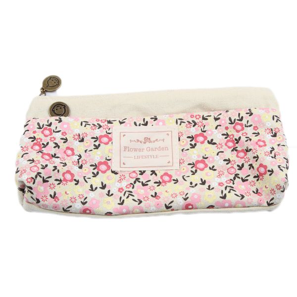 

1pc school pencil bag pencil pouch double zipper pure and fresh cosmetic bags office stationery canvas case