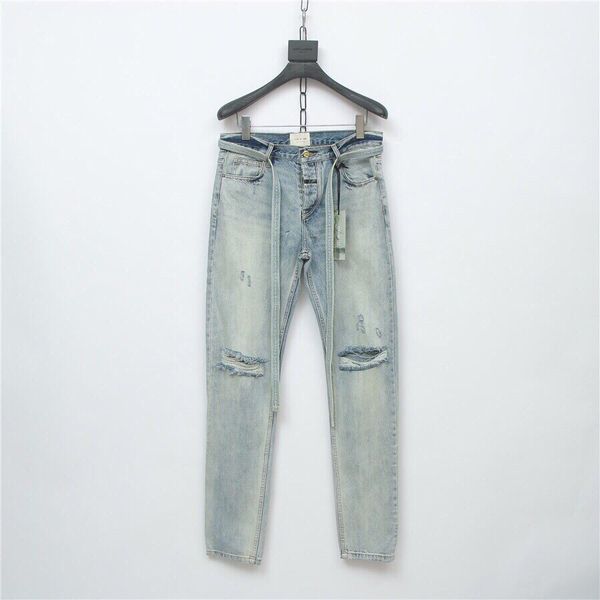 

19ss sport of god fog track 6th street hop skateboard jeans casual denim trousers fear fitness hip hole fashion pants sweatpants gdxwg, Black