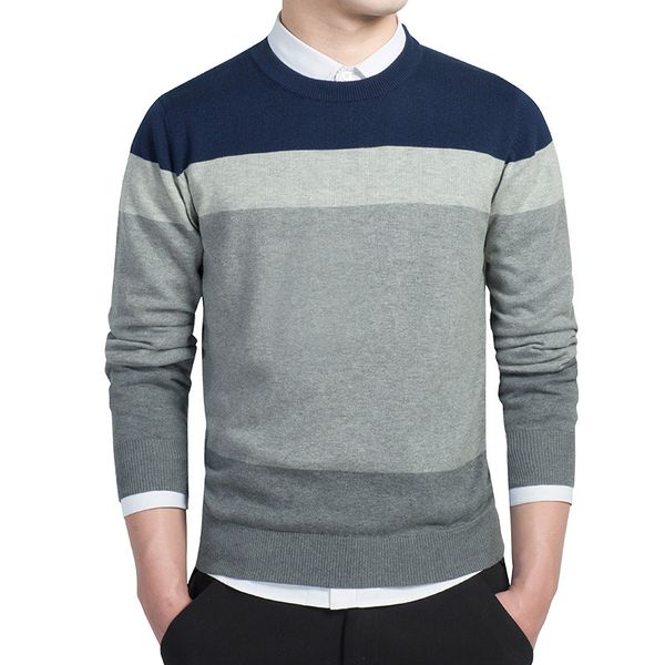 

2019 new fashion brand sweater man pullovers o-neck slim fit striped knitwear autumn korean casual mens clothes design sa-8, White;black