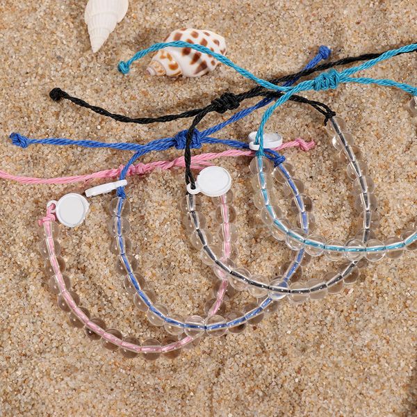 

1pc ocean natural stone beads beaded bracelet rope cuff bangle boho handmade rope/cord friendship unsiex jewelry accessories, Black