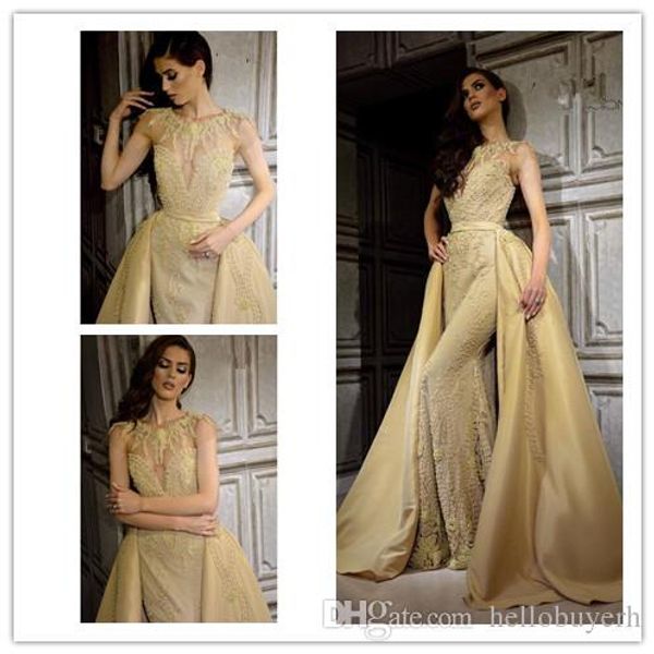 

stretch satin mermaid elegant evening formal dresses detachable trains 2018 plus size south africa long prom dresses yellow, Black;red