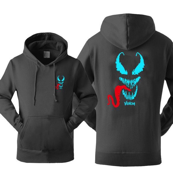 

new arrival luminous men's hoodies 2019 venom print hoody casual tracksuit japanese streetwear oversize fashion portswear, Black