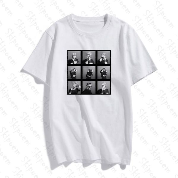 

сексуальная богиня мадонна tshirt женщины vintage kawaii tumblr корейский стиль gothic хлопок плюс размер с коротким рукавом top тройники st, White