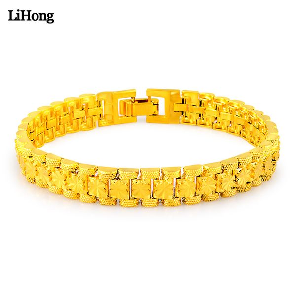 

fashion 24k gold color flower bracelet beautiful lady classic exquisite jewelry gift ing, Black