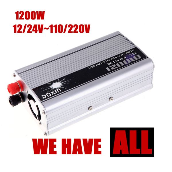 

car power inverter converter usb charger 1200w dc 12 24v to ac 110 220v portable voltage transformer modified sine wave