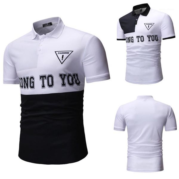 

fashion males tees mens designer polos summer letter printed short sleeve males tees casual mens, White;black