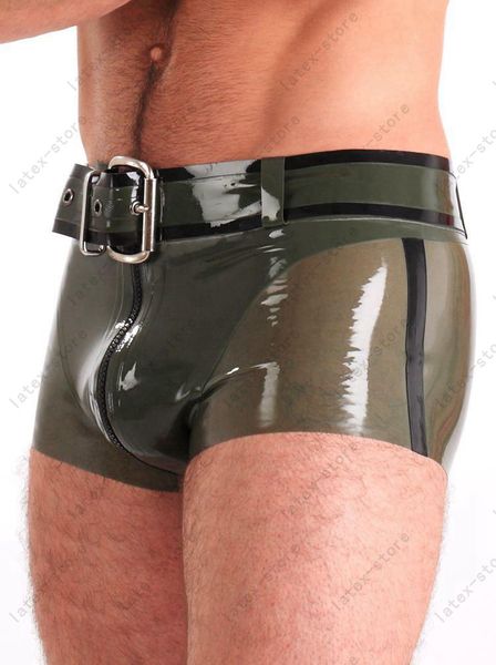 

latex rubber gummi male shorts panties undies belt customized catsuit 0.4mm(not including belt, Black;white