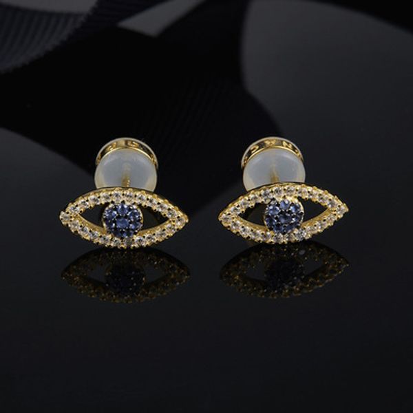 

wholesale- yellow silver lucky eye stud earrings, Golden
