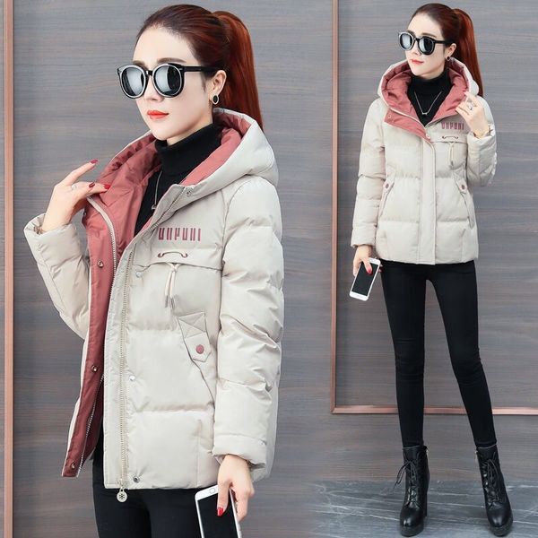 

short women's cotton coat 2020 autumn and winter jacket women loose thick bread service new hooded down jacket women clothing, Black