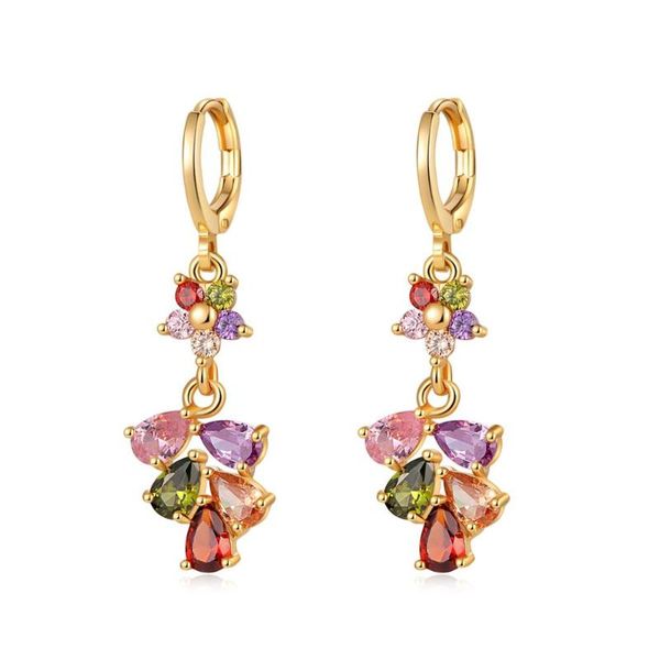 

fashion lady colored crystal zircon plating gold silver earrings simple tide flower shape ear clip jewelry gift
