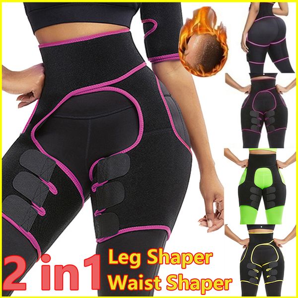 

leg sweat shapewear fat burning compress belt adjustable slim thigh trimmer leg shapers slender slimming belt thigh slimmer wrap, Black;gray