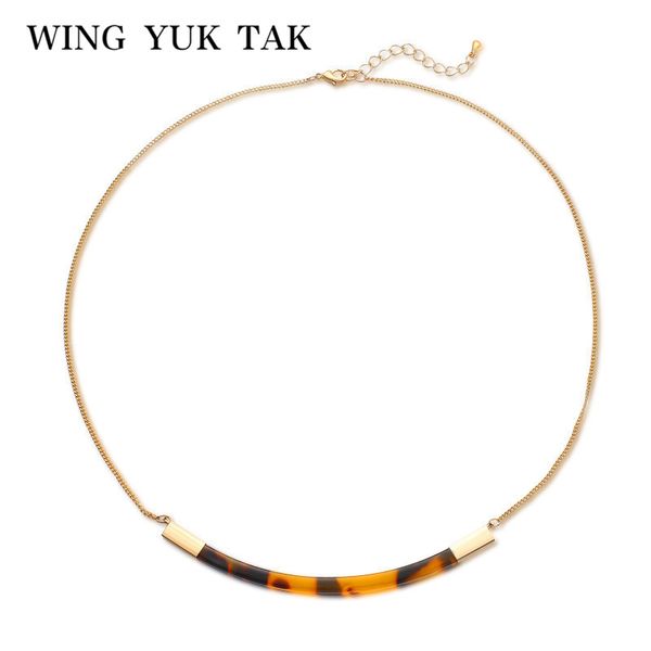

wing yuk tak fashion chokers necklace classic brand jewelry leopard print simple link chain women short necklace, Golden;silver