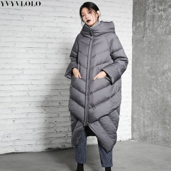 

winter jacket women 2019 new stitching hooded parka women loose long coat down winter warm jacket female plus size overcoat y190926, Black;white