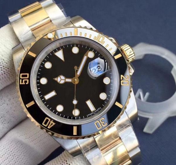 

nfactory mens automatic eta3135 watch men 40*13mm calendar sapphire sport dive swiss full 316l steel black face wristwatches, Slivery;brown