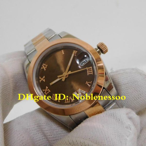 

16 style ladies luxury watch datejust 31mm 18k rose gold steel diamond vi watch 178241 asia 2813 automatic women's watches, Slivery;brown