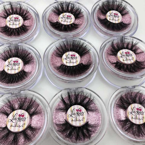 

mikiwi 25mm mink eyelashes 20/30/50 wholesale 3d mink lashes round case custom packaging label makeup long lashes
