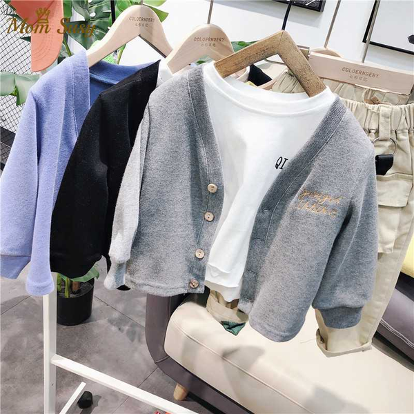 

baby boy button cadigan long sleeve infant toddler baby cotton knitted sweater jacket coat knit clothes 1-7y, Blue;gray