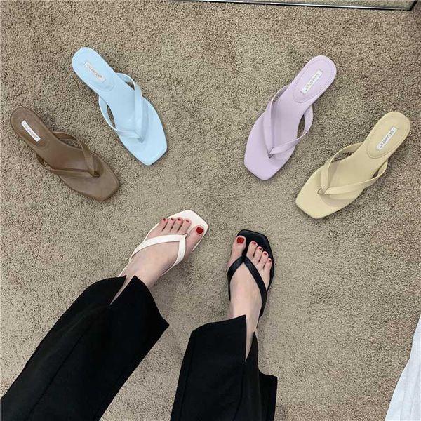 

low thin heels slippers casual shoes slipers women med slides rubber flip flops summer 2020 hawaiian pu rome retro, Black