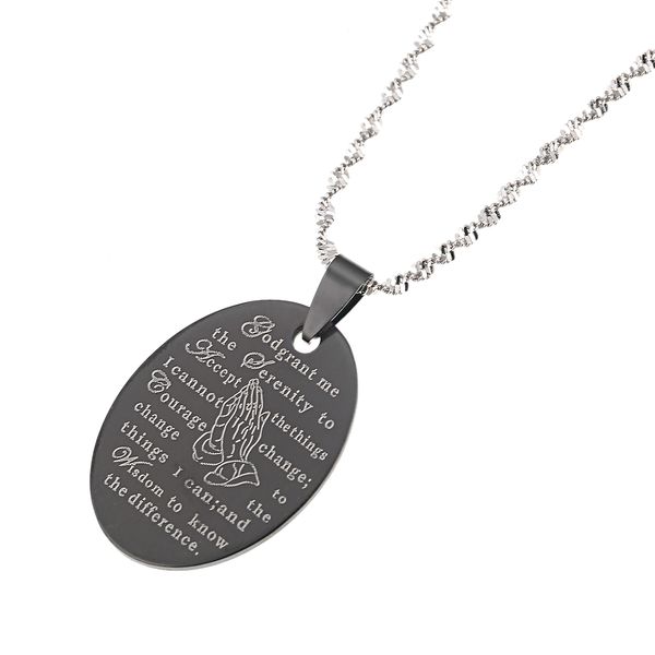 

praying hands pendants necklaces bible verse prayer jewelry vintage stainless steel men jewelry, Silver