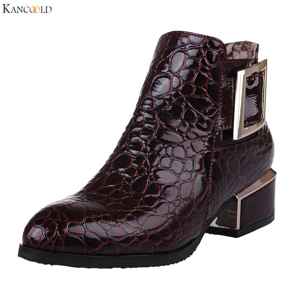 

kancoold shoes woman high heel 2019 autumn and winter with ankle boots female england pointed patent leather shoes woman boots, Black