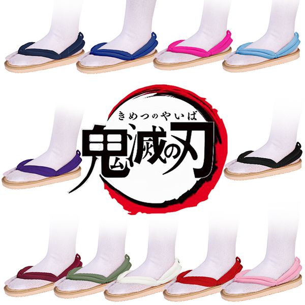 

demon slayer kimetsu no yaiba anime cosplay shoes kamado tanjirou sandals kamado nezuko geta agatsuma zenitsu flip flops, Black