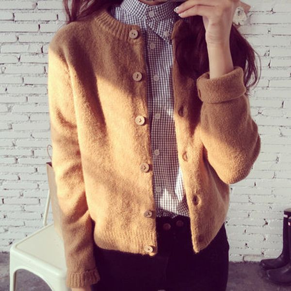 

2019 new women's sweater cardigan korean version of the loose outside sweater autumn and winter ladies short sueter mujer, White