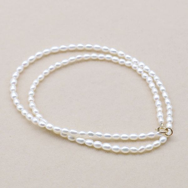 

new fashion simple joker mini rice natural freshwater pearl clavicle chain short neck necklace, Silver