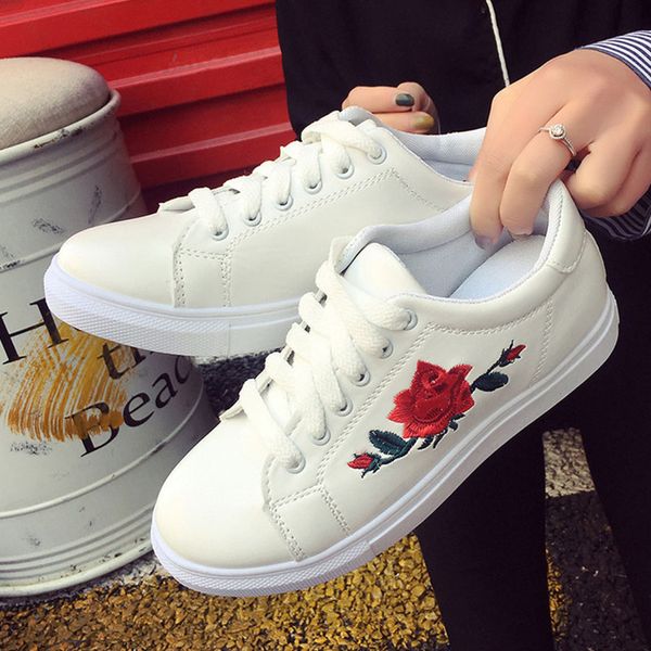

spring autumn lace-up flower print shoes woman pu leather round toe female shoes casual women sneakers, Black
