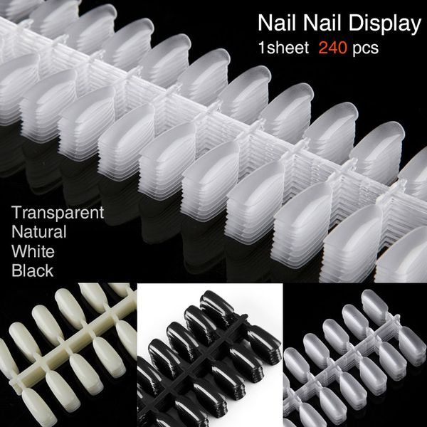 

240pcs acrylic nail art manicure tools false nail art tips polish display nails palette, White