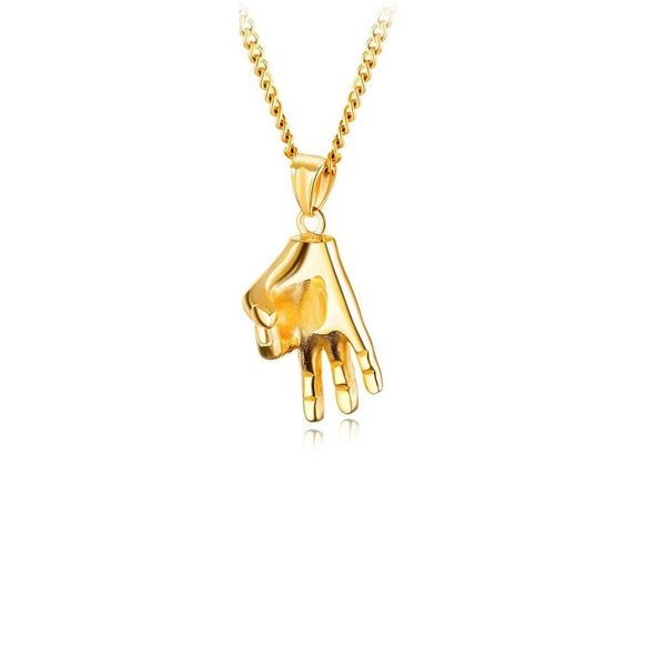 

men charm hip hop jewelry punk ok gesture necklace fashion pendant stainless steel chain gold silver black necklaces for men gift