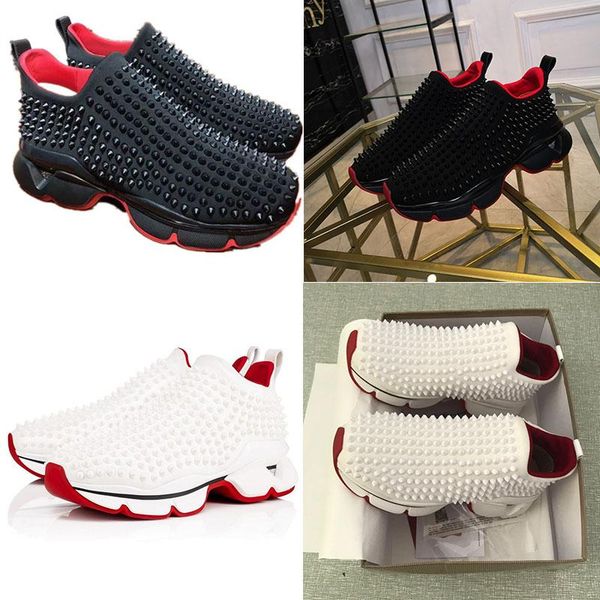 

christian louboutin cl designer 2019 men luxury running red shoes krystal spike sock trainers luxury bottom sneakers neoprene ri