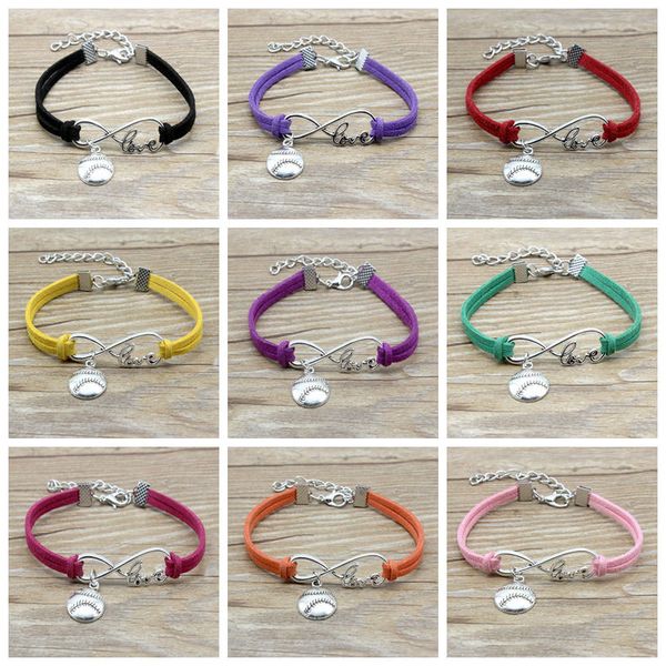 

new style ancient silver baseball infinity symbol love bracelet personality creative velvet rope bracelet couple jewelry holiday gifts, Golden;silver