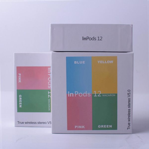 

new wireless bluetooth headphones i12 tws inpods 12 macaron v5.0 stereo earphones sports sweatproof headphone touch earbuds