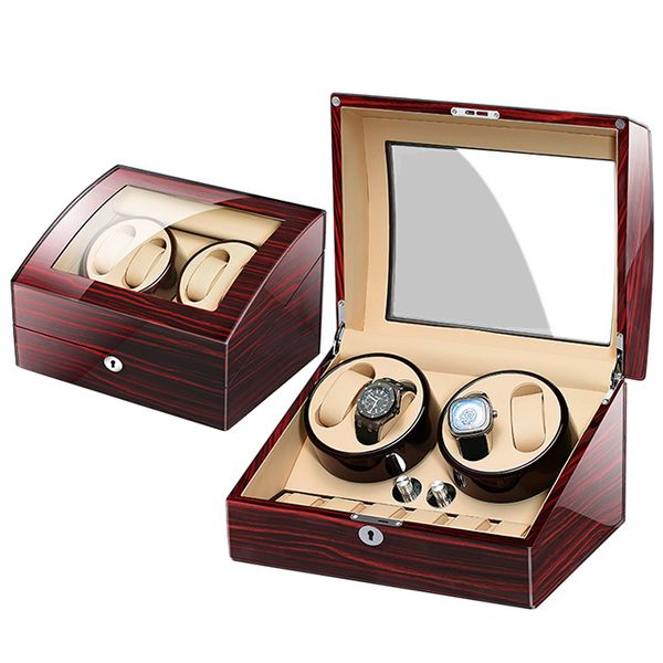 

luxury 4+6 watch winder for automatic watches new version wooden watch accessories box watches storage, Black;blue