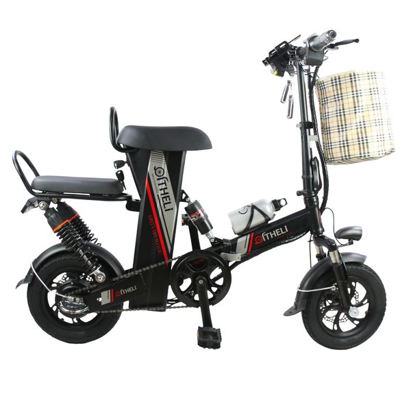 

mini electric bike 12-inch power folding scooter small generation drive electric bicycle lithium battery electric bike, Silver;blue