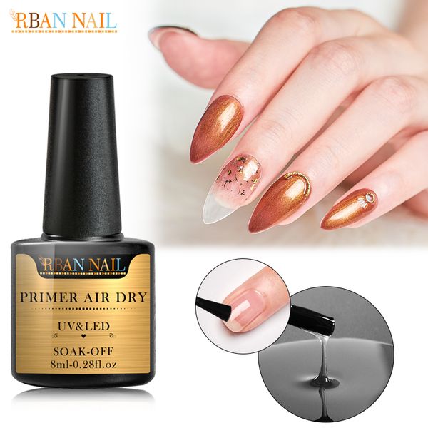 

rban nail 8ml fast air dry primer gel nail polish no uv led lamp no wipe strengthen gel varnish long lasting art manicure, Red;pink